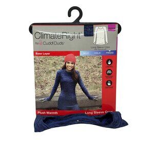 NWT Cuddl Duds ClimateRight XS Women Plush Warmth LS Crew Navy Winter Base Layer